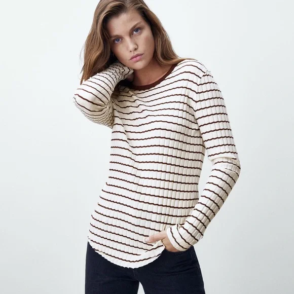 Massimo Dutti | Tops | Massimo Dutti Striped Ribbed Cotton